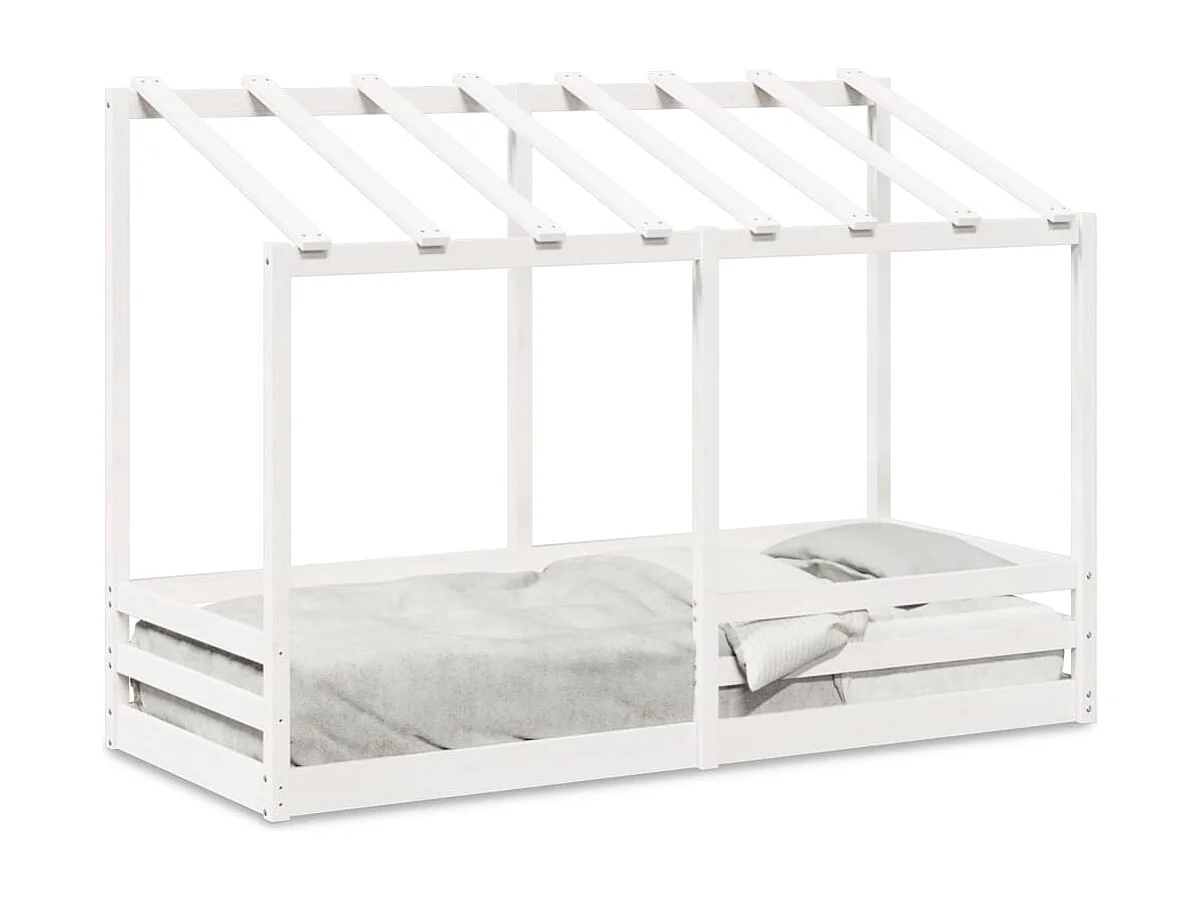 Cama infantil con techo madera maciza pino blanca 90x190 cm ES106057