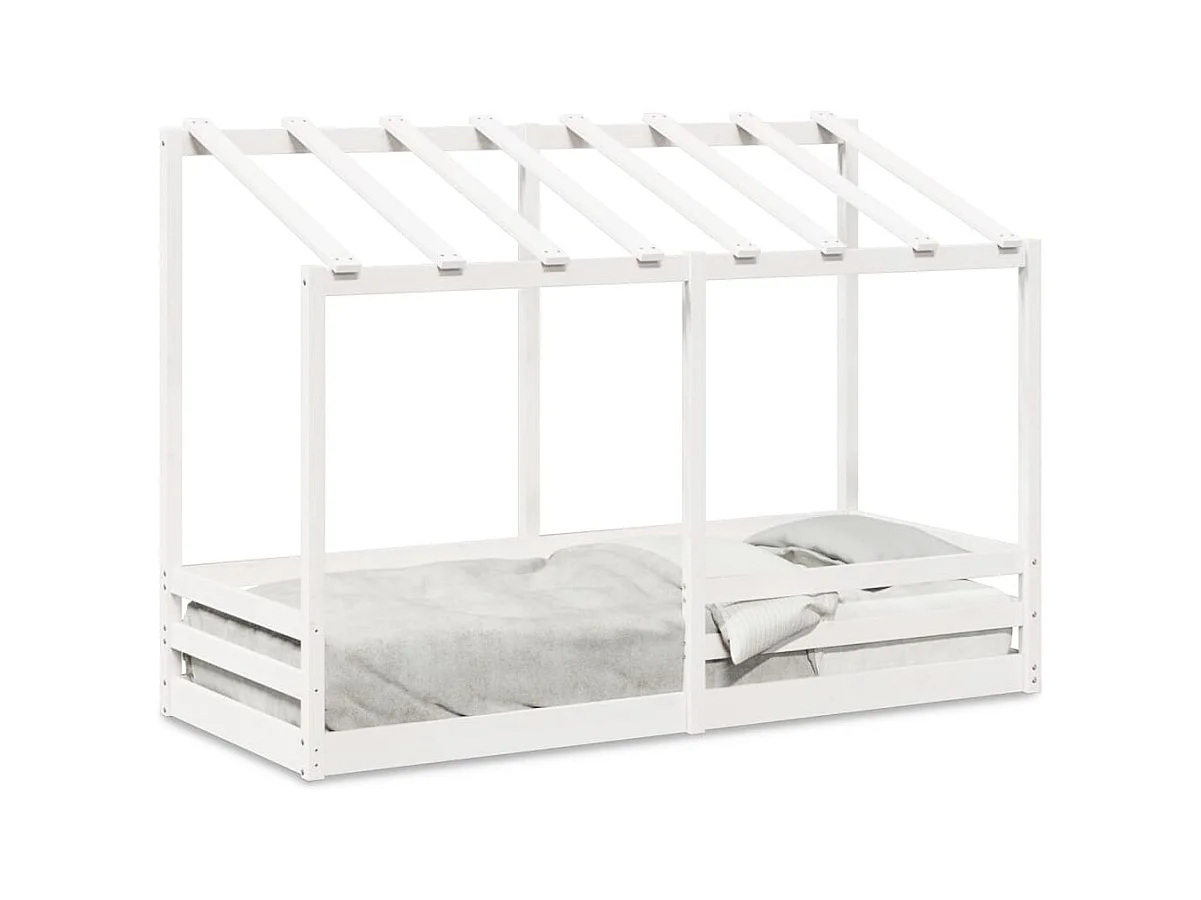 Lit cabane pour enfants avec toit blanc 90x190 cm bois massif de pin FR97283