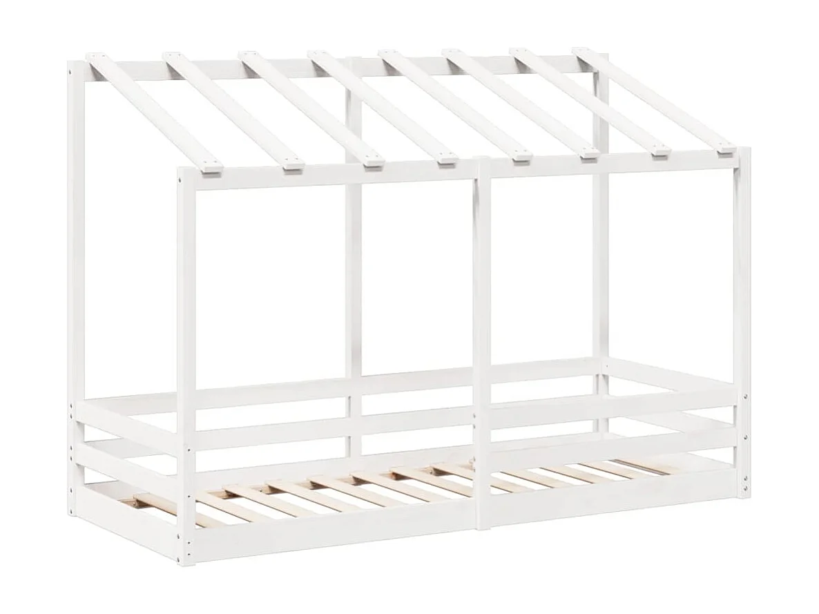 Cama infantil con techo madera maciza pino blanca 90x190 cm ES106057