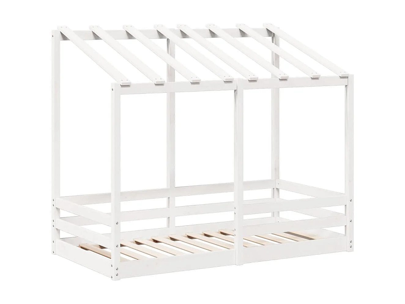 Lit cabane pour enfants avec toit blanc 70x140cm en bois massif de pin FR58110