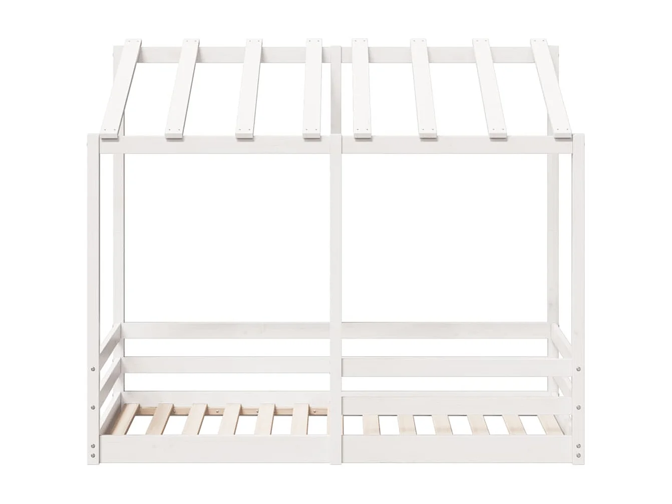 Lit cabane pour enfants avec toit blanc 70x140cm en bois massif de pin FR58110