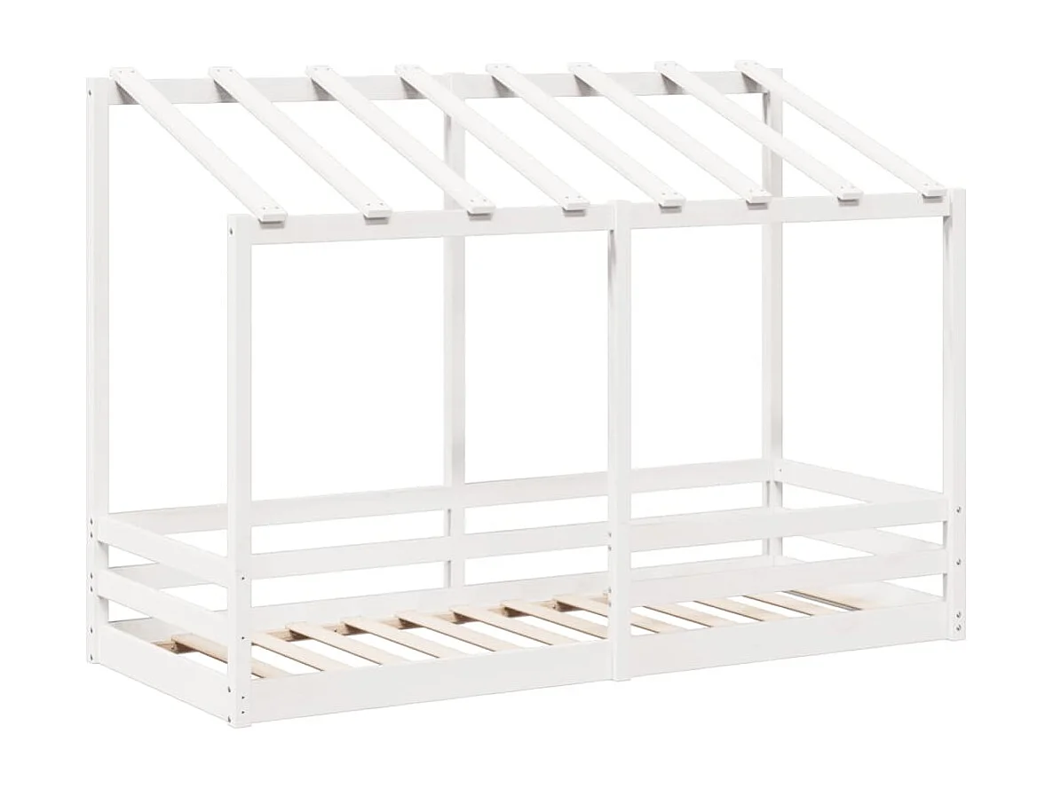 Cama infantil con techo madera maciza pino blanco 75x190 cm ES385524