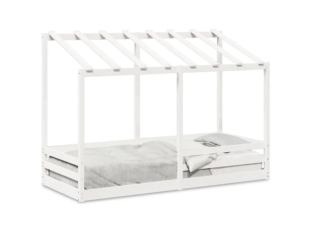 Lit cabane pour enfants avec toit blanc 75x190 cm bois massif de pin FR96252