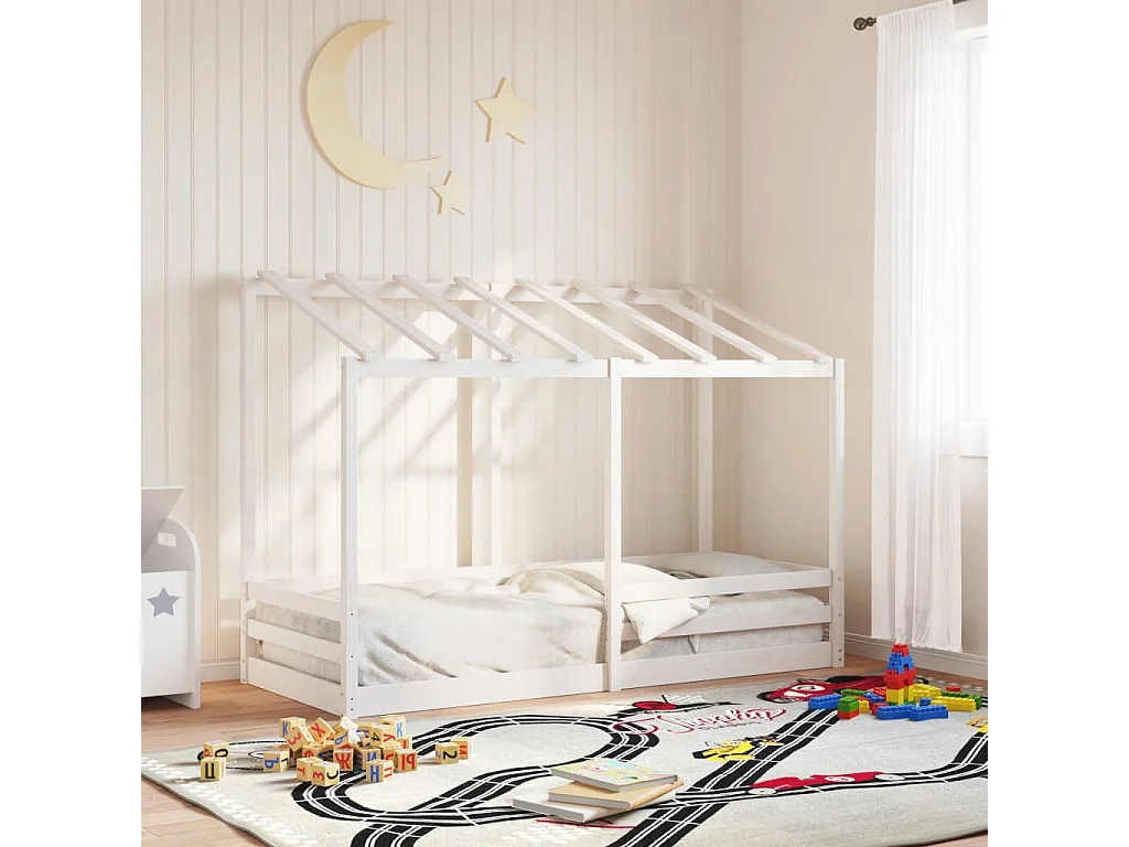 Lit cabane pour enfants avec toit blanc 75x190 cm bois massif de pin FR96252