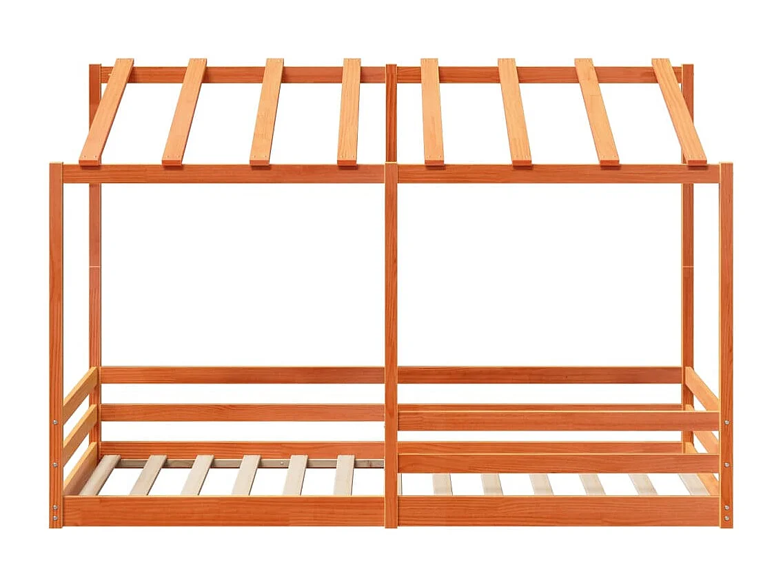 Cama infantil com telhado 90x200 cm pinho maciço castanho-mel PT404808