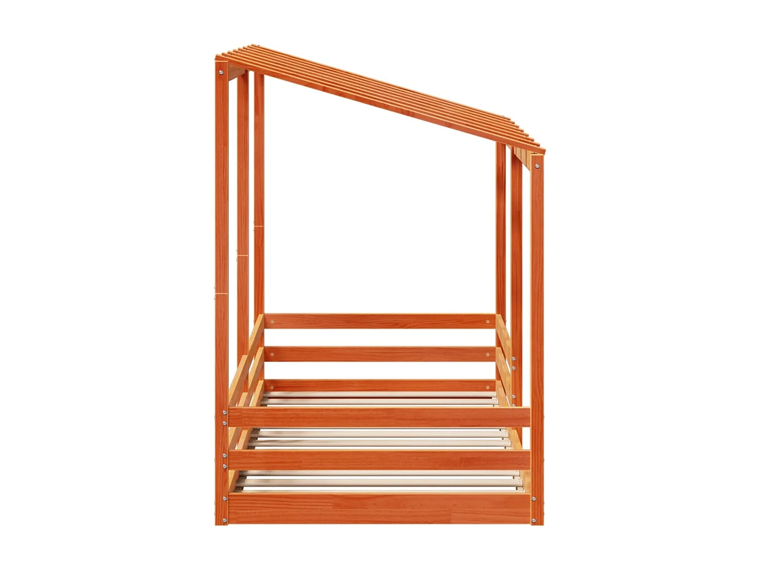 Lit cabane pour enfants et toit cire marron 90x200 cm bois massif pin FR98076