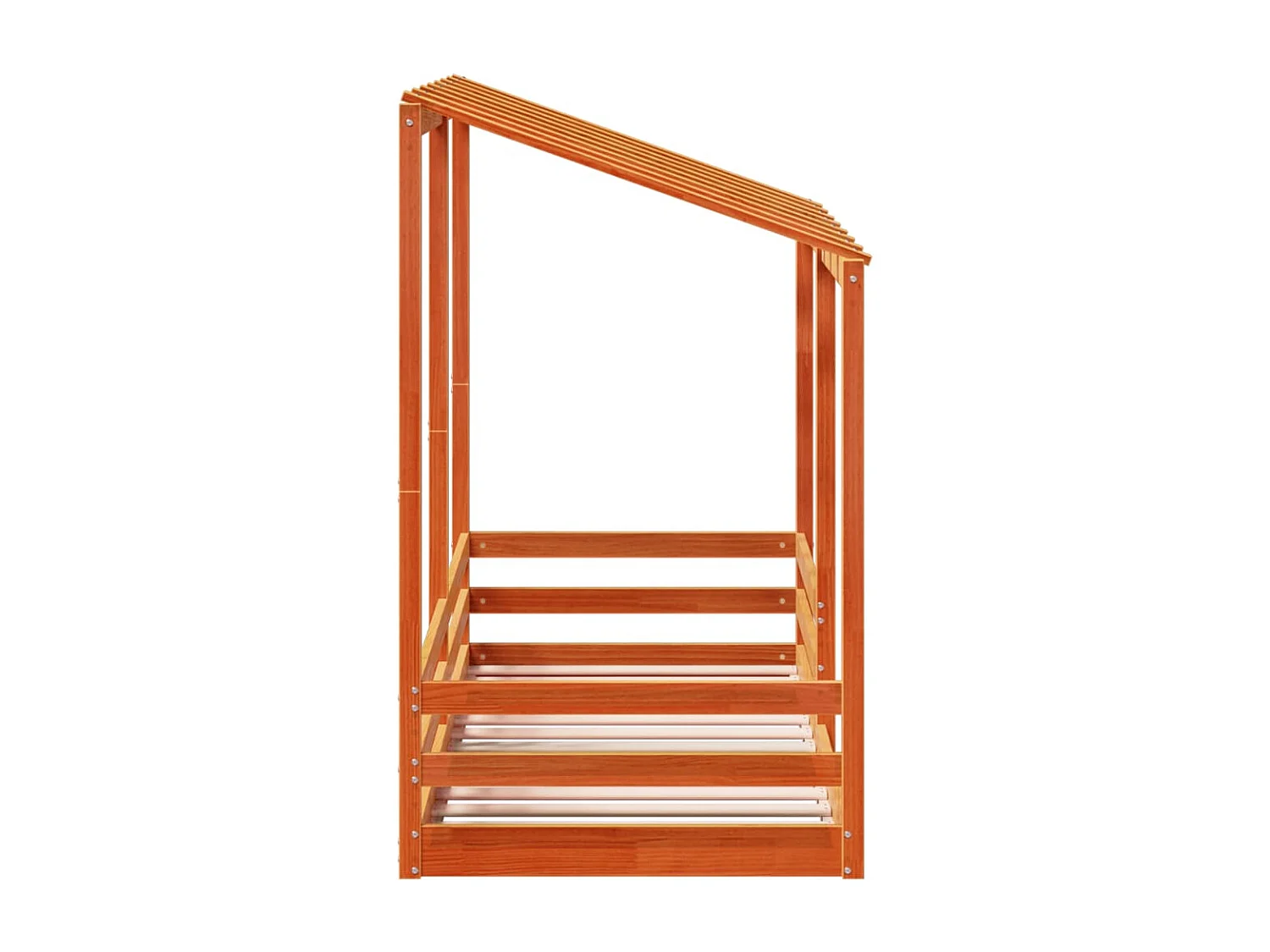 Lit cabane pour enfants et toit cire marron 75x190 cm bois massif pin FR50904