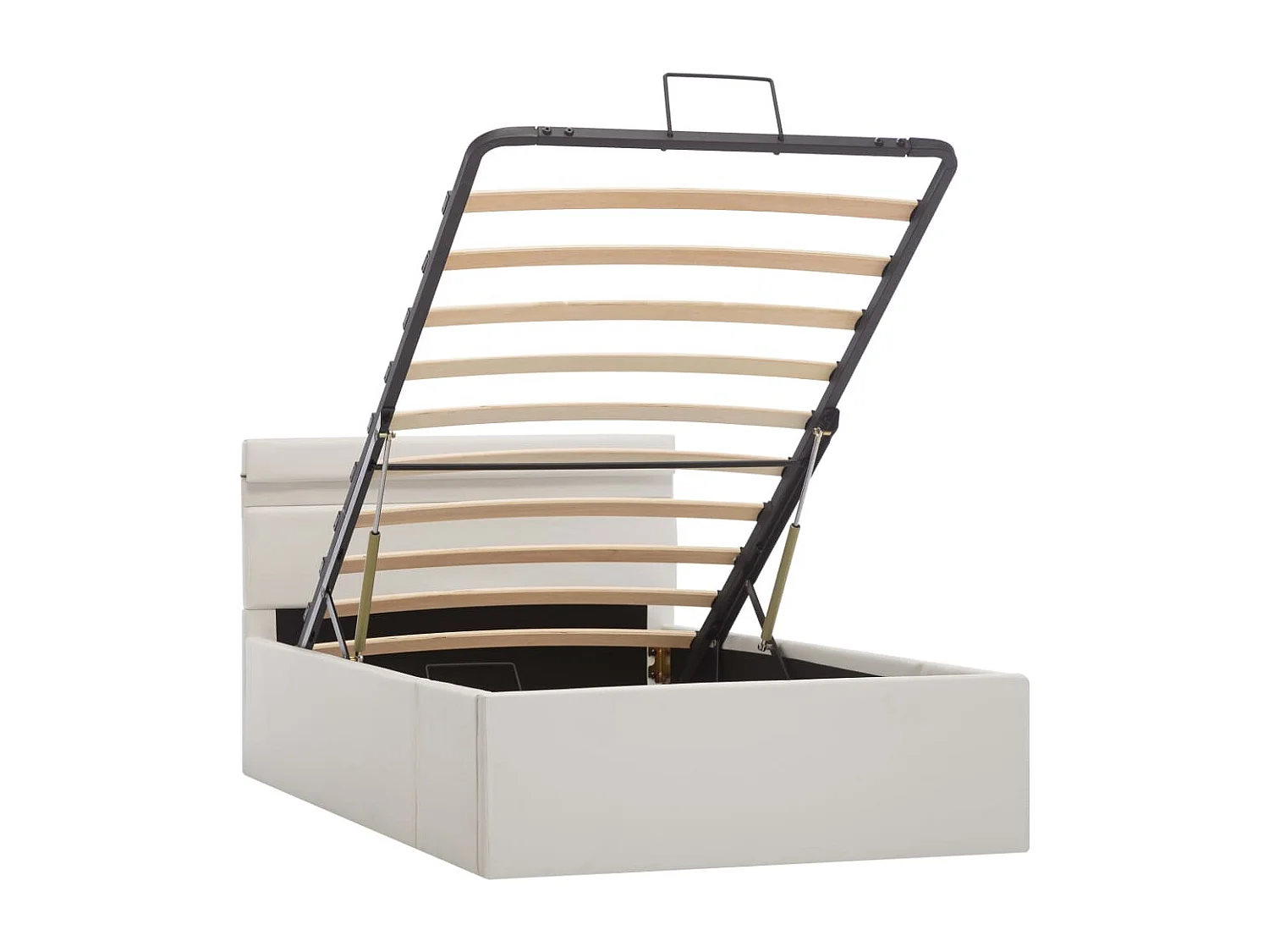 Cama com compartimento de arrumação LED 90x200cm couro artifi. branco PT107571