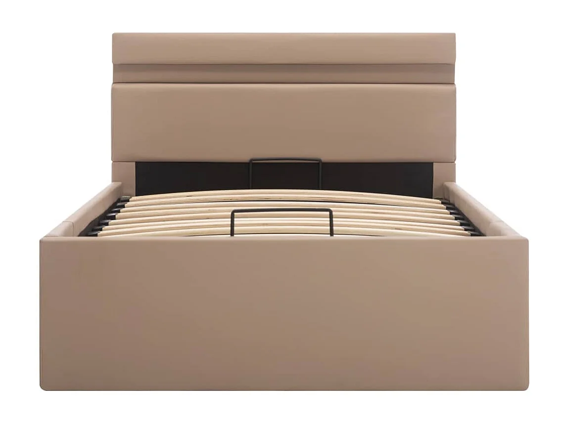 Bedframe met opslag en LED kunstleer cappuccino 100x200 cm  BE918122
