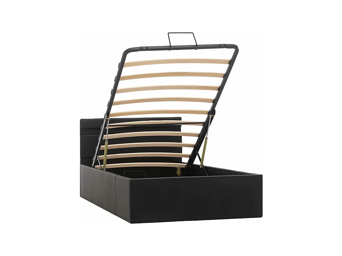 Bedframe met opslag hydraulisch LED kunstleer zwart 90x200 cm  BE460543