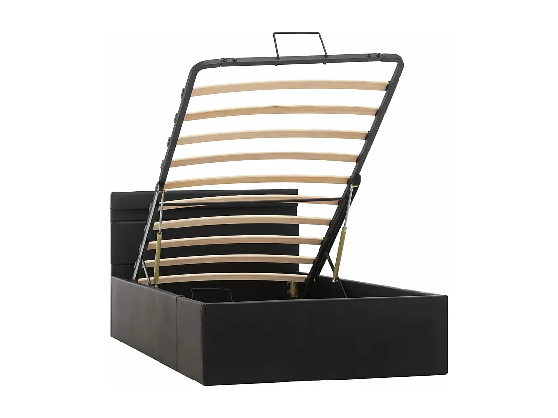 Lit coffre avec LED noir similicuir 90x200 cm FR10528