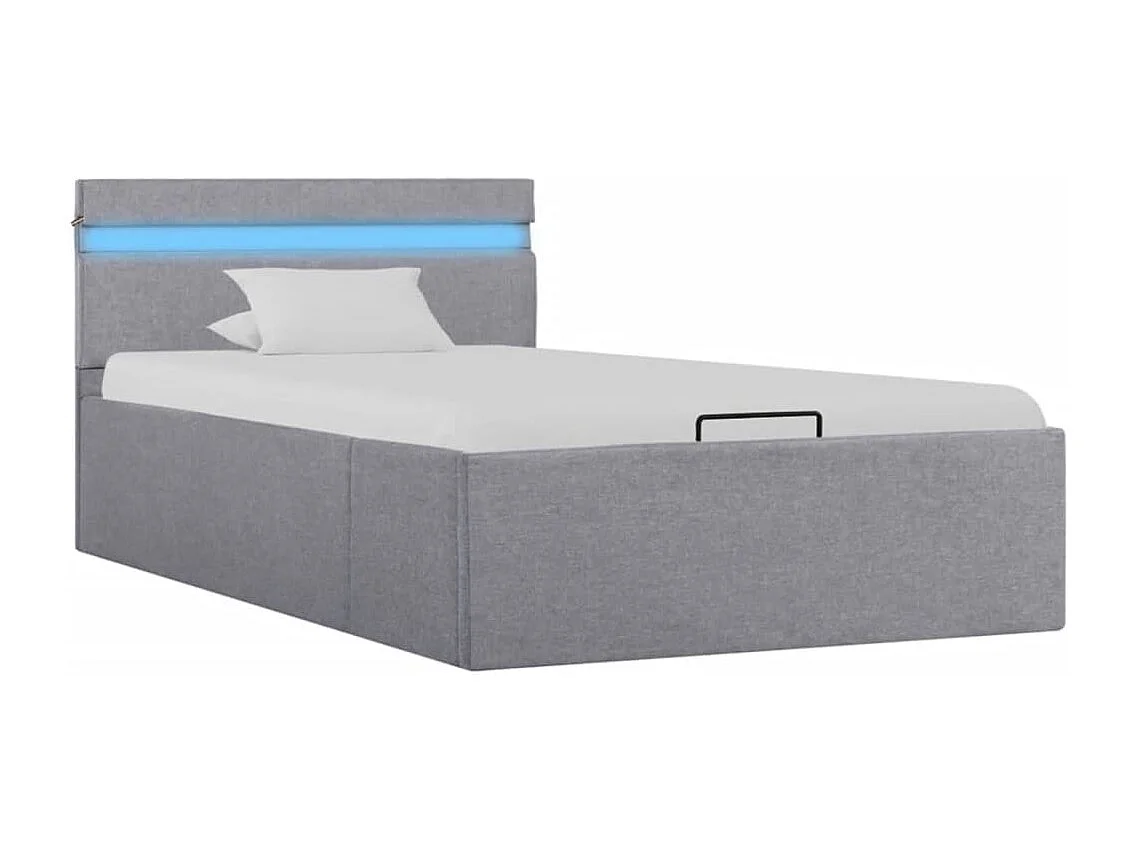 Lit coffre et LED gris clair 90x200 cm FR70671