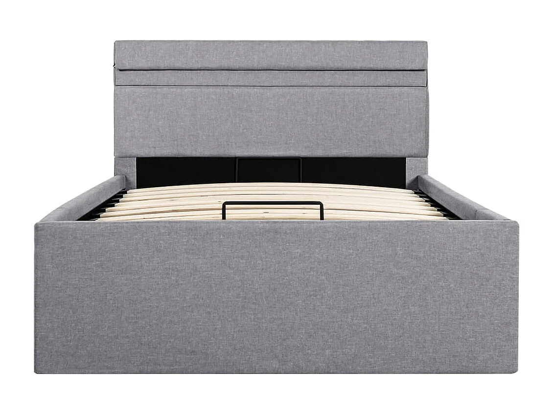 Lit coffre et LED gris clair 90x200 cm FR70671