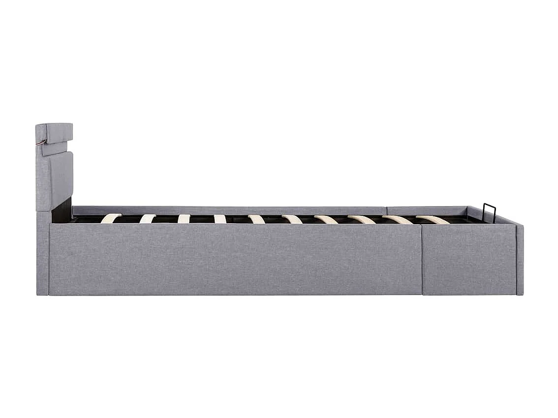 Lit coffre et LED gris clair 90x200 cm FR70671