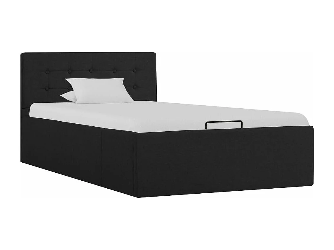Cama com compartimento de arrumação 100x200cm tecido cinza-escuro PT670309
