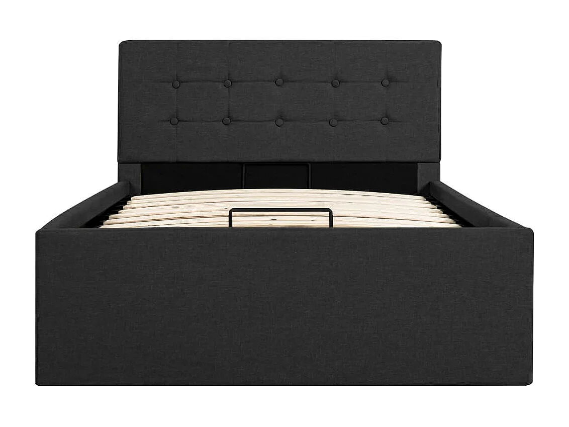 Cama com compartimento de arrumação 100x200cm tecido cinza-escuro PT670309