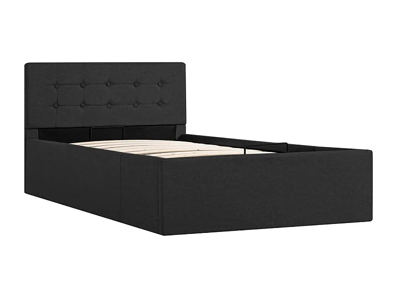 Cama com compartimento de arrumação 90x200cm tecido cinza-escuro PT445871