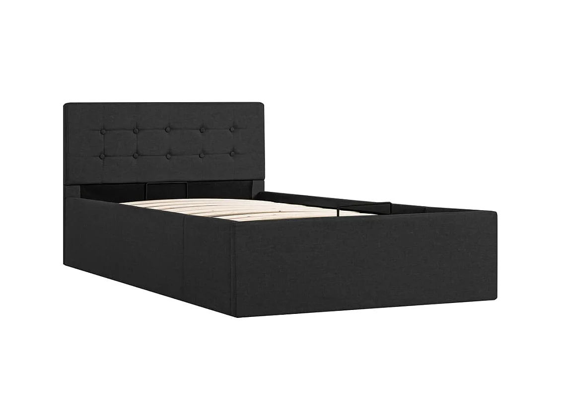 Lit coffre Gris foncé Tissu 90x200 cm FR52016