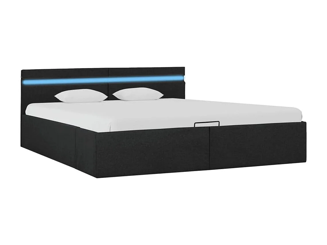 Bedframe met opbergruimte en LED stof donkergrijs 180x200 cm  BE605202