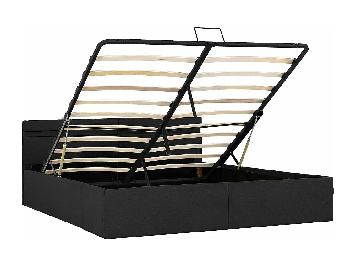 Bedframe met opbergruimte en LED stof donkergrijs 180x200 cm  BE605202