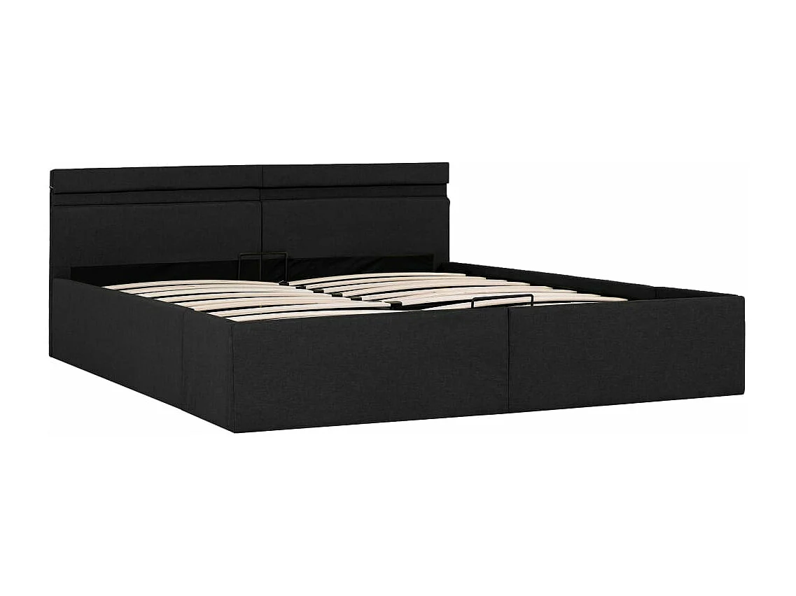 Cama com compartimento de arrumação LED 180x200cm tecido cinza-escuro PT150099