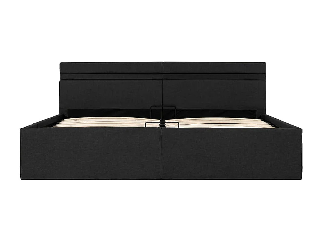 Cama com compartimento de arrumação LED 180x200cm tecido cinza-escuro PT150099