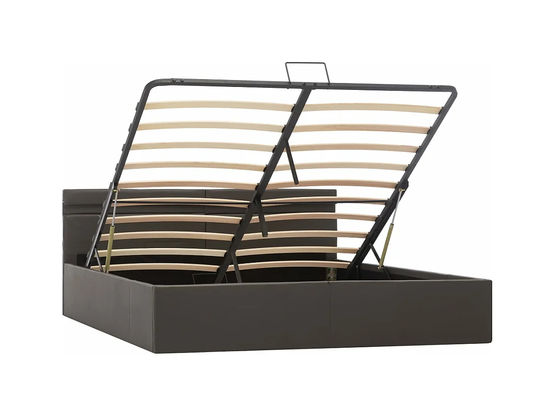 Lit coffre avec LED gris similicuir 160x200 cm FR79106