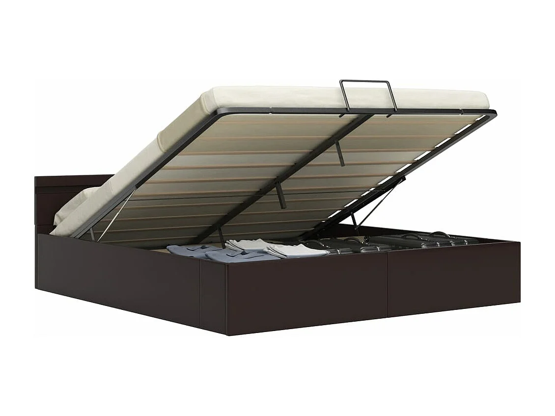 Lit coffre avec LED gris similicuir 160x200 cm FR79106