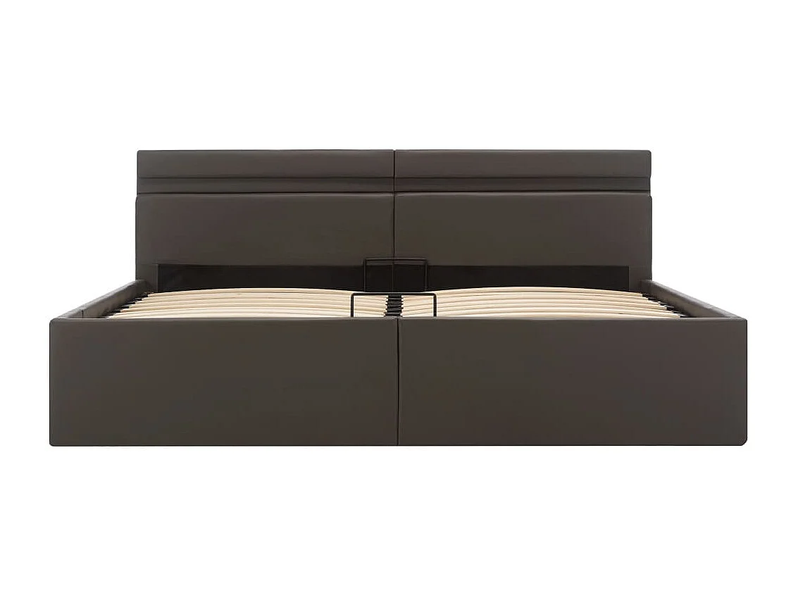 Lit coffre avec LED gris similicuir 160x200 cm FR79106