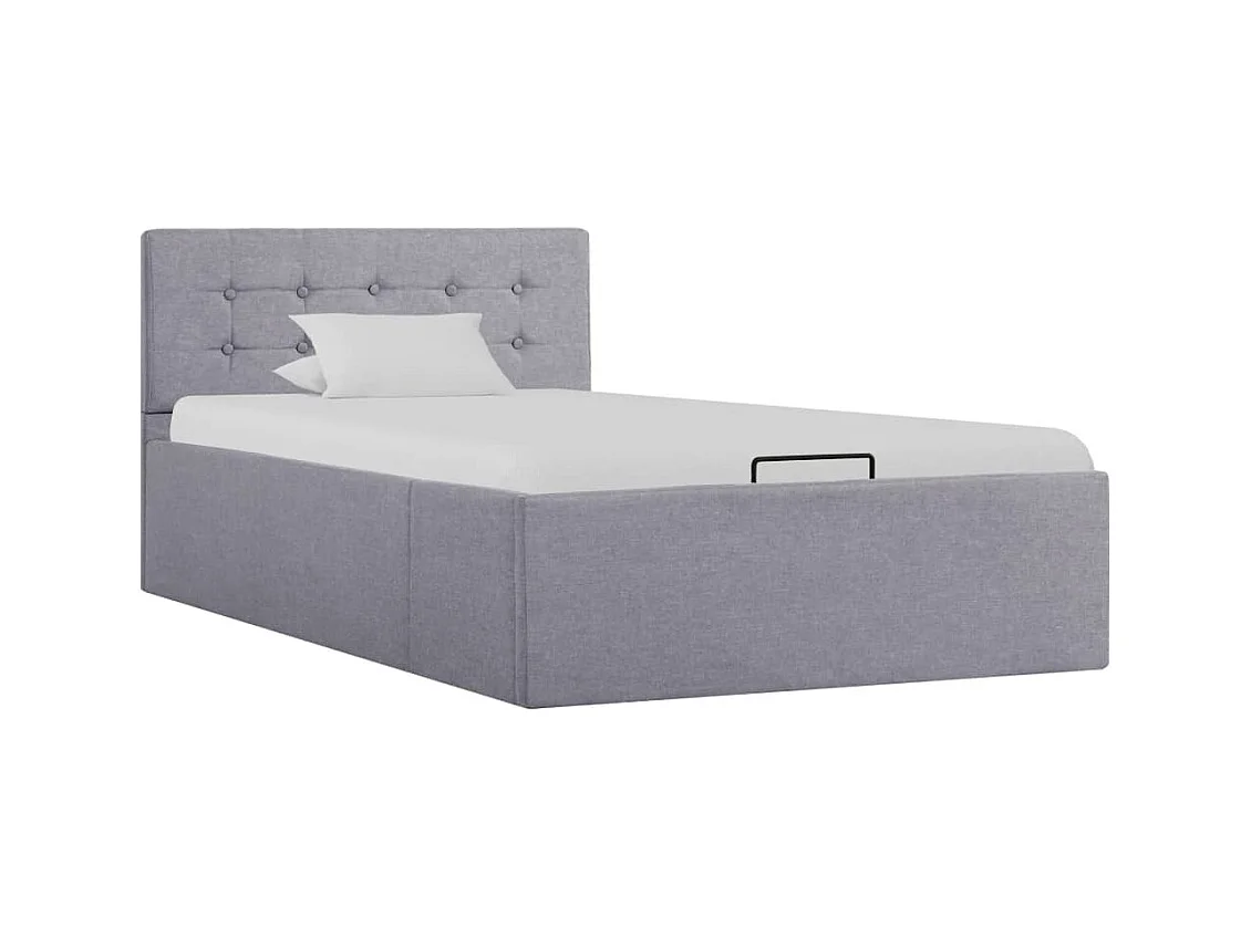 Bedframe met hydraulische opslag stof lichtgrijs 90x200 cm  BE567948