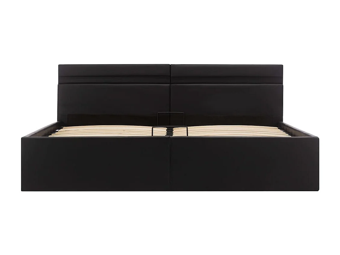 Bedframe met opslag hydraulisch LED kunstleer zwart 180x200 cm  BE914240