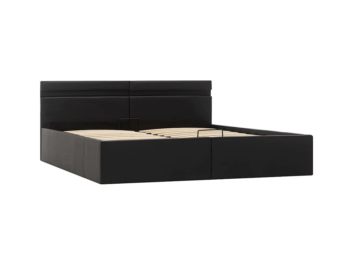 Lit coffre avec LED Noir Similicuir 180x200 cm FR80818