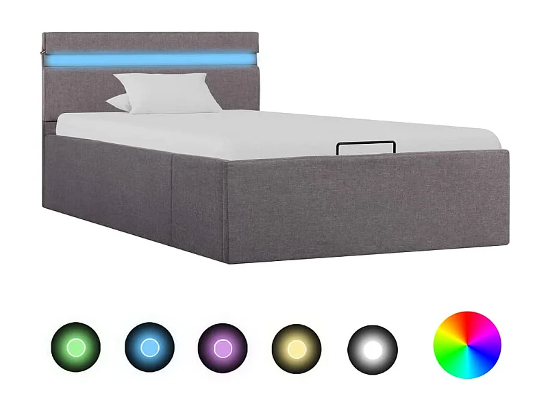 Lit coffre et LED Taupe 90x200 cm FR15309