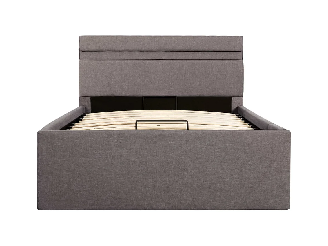 Cama hidráulica - 90x200cm almacenaje y LED tela gris topo ES130024