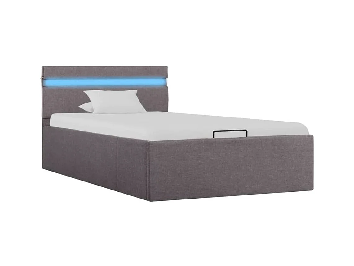 Cama hidráulica - 90x200cm almacenaje y LED tela gris topo ES130024
