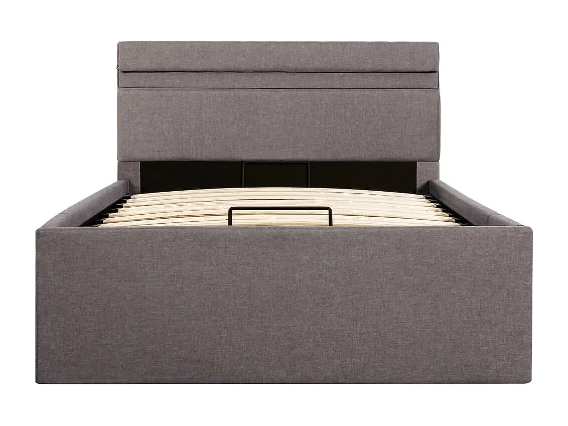Cama hidráulica - 90x200cm almacenaje y LED tela gris topo ES130024