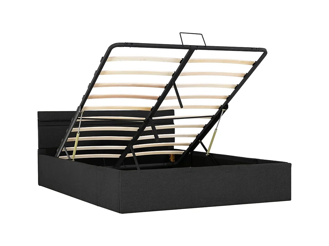 Lit coffre et LED gris foncé 140x200cm FR65969