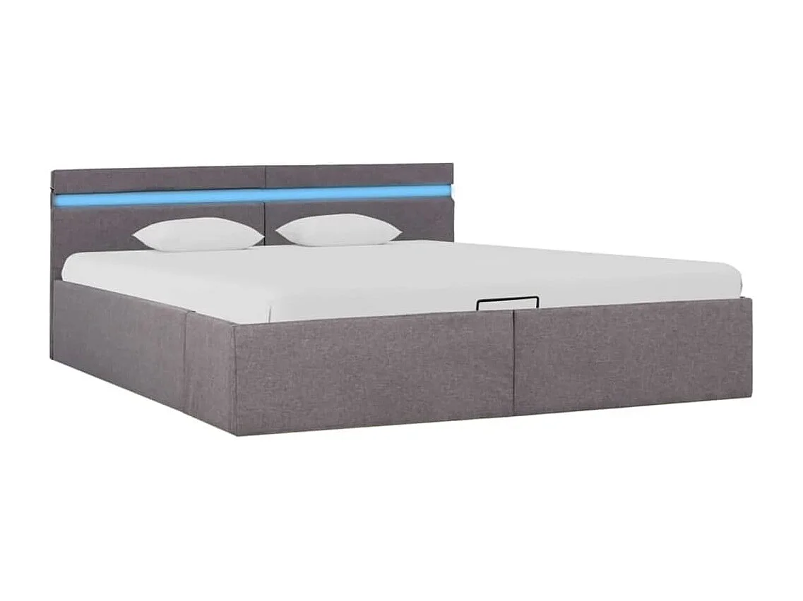 Bedframe met hydraulische opslag en LED stof taupe 160x200 cm  BE122103