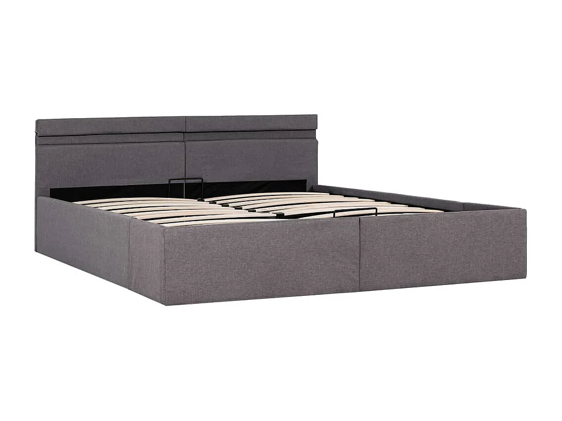 Bedframe met hydraulische opslag en LED stof taupe 160x200 cm  BE122103
