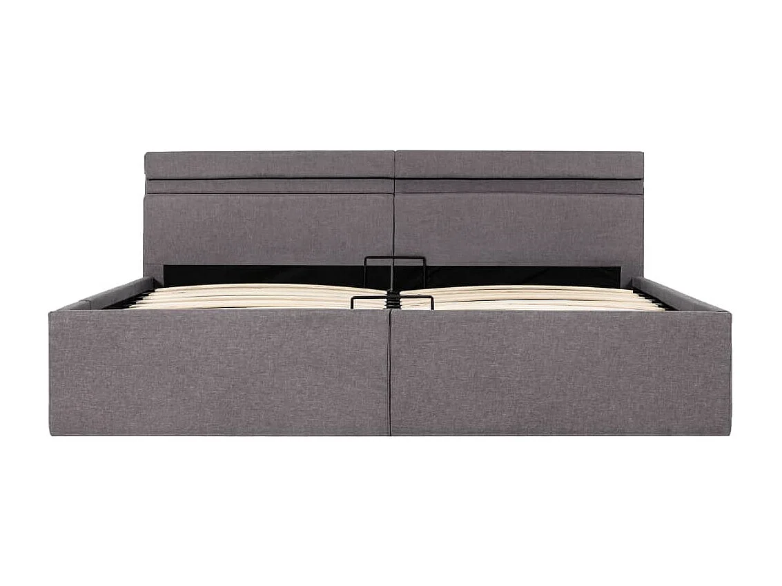 Bedframe met hydraulische opslag en LED stof taupe 160x200 cm  BE122103