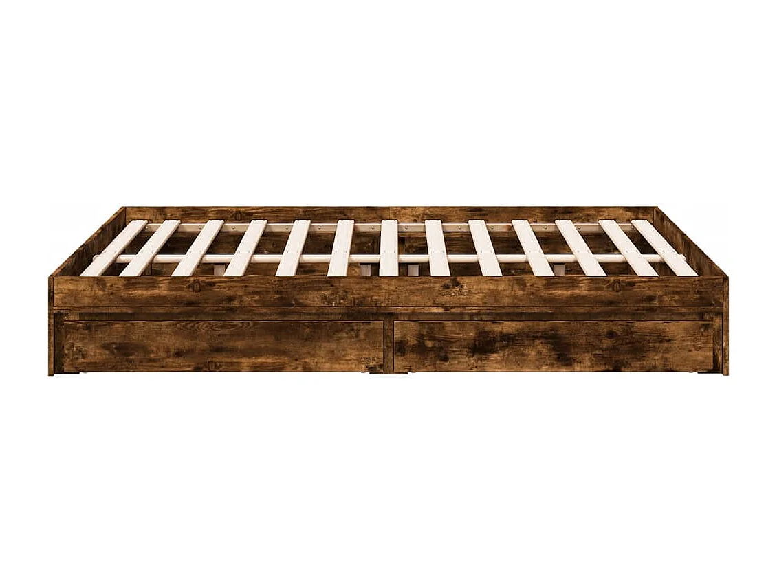 Lit double et tiroirs chêne fumé 120x190 cm bois d'ingénierie FR67843