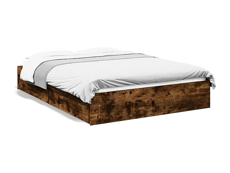 Bedframe met lades bewerkt hout gerookt eikenkleurig 120x190 cm BE283146