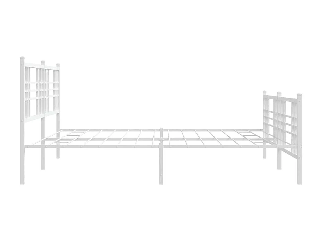 Lit double métal + tête de lit/pied de lit blanc 200x200cm FR35671
