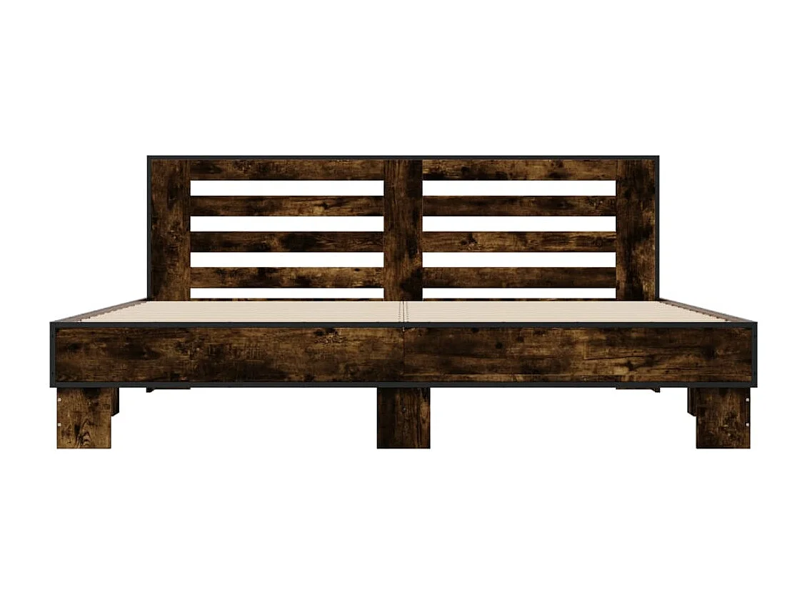 Bedframe bewerkt hout metaal gerookt eikenkleurig 180x200 cm BE561893