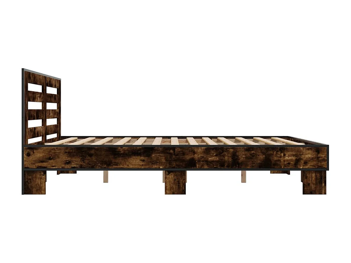 Bedframe bewerkt hout metaal gerookt eikenkleurig 180x200 cm BE561893