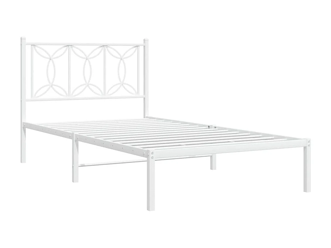 Bedframe met hoofdbord metaal wit 107x203 cm BE449712