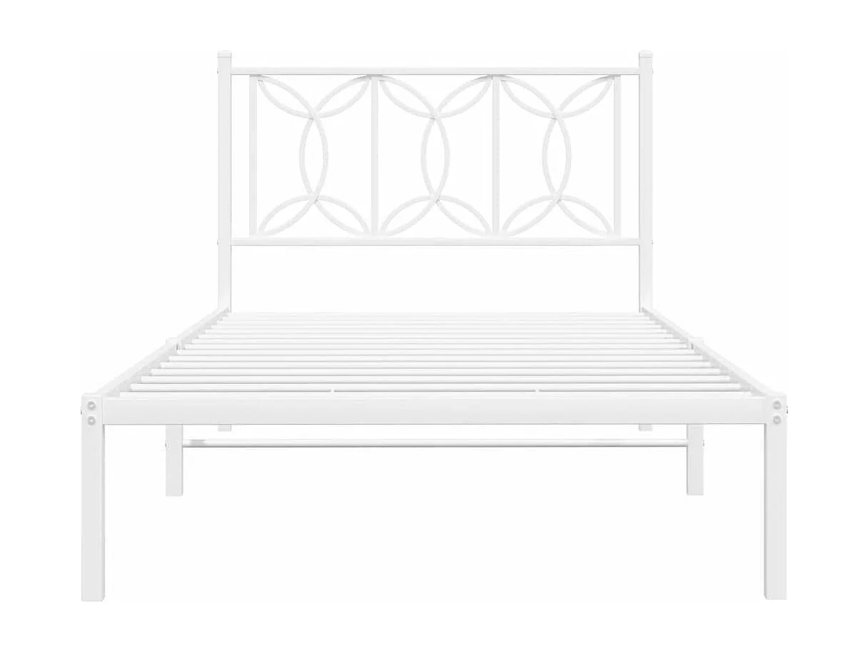 Bedframe met hoofdbord metaal wit 107x203 cm BE449712