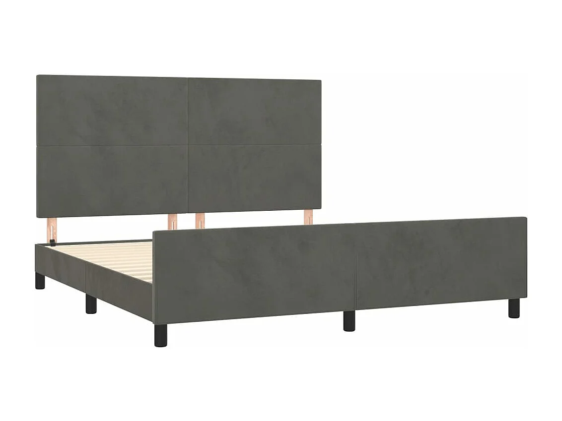 Cama 180x200 cm - con cabecero terciopelo gris oscuro ES450874