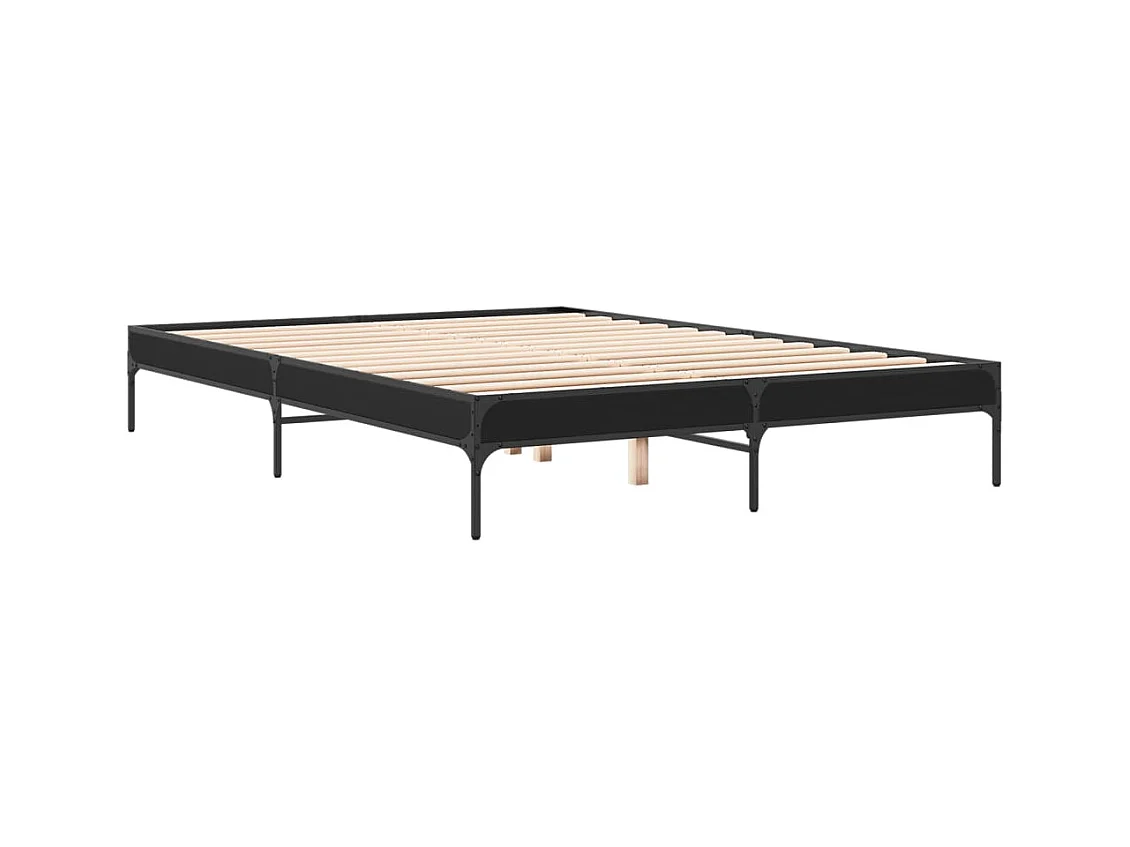 Cama matrimonial- 140x200cm madera de ingeniería y metal negro ES705113