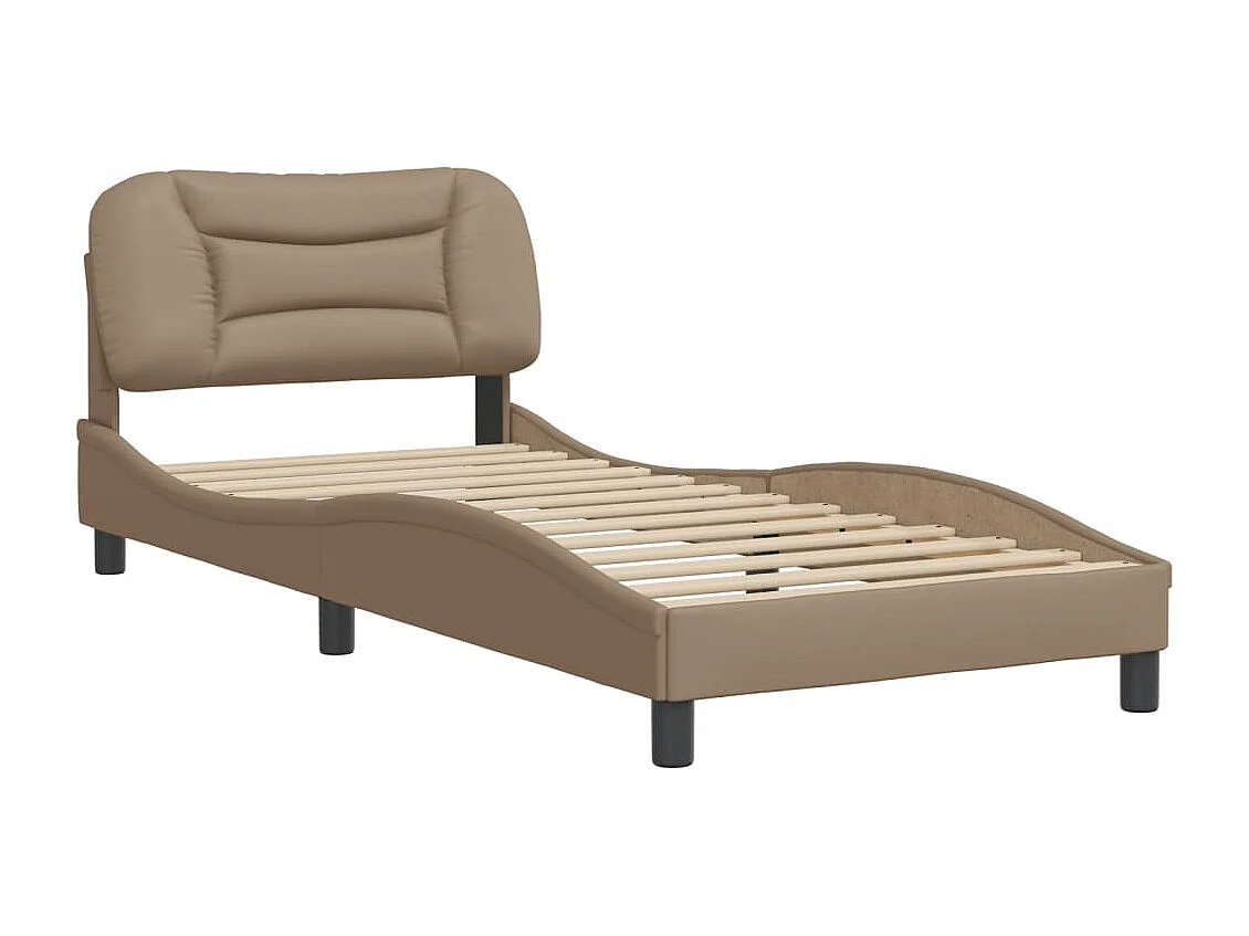 Cama individual- 80x200cm cabecero cuero sintético capuchino ES343766